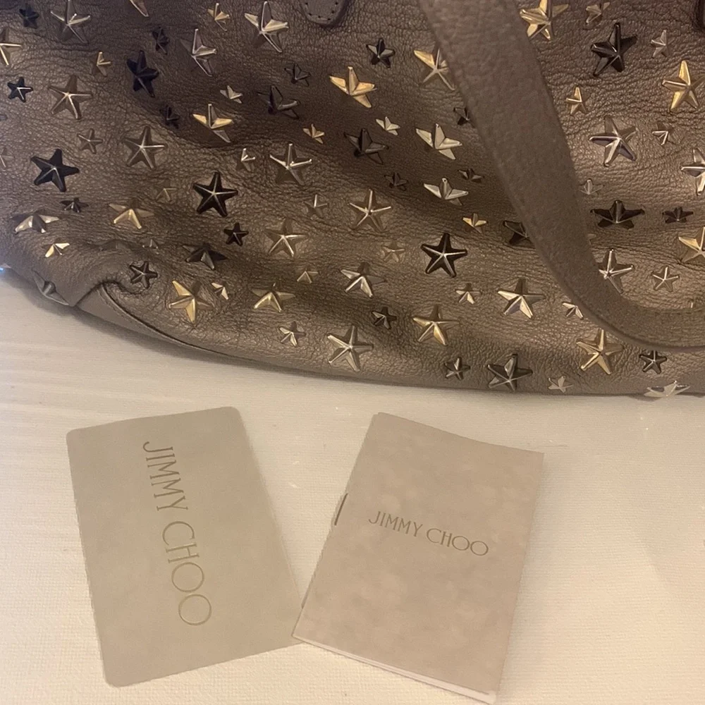 Jimmy Choo tote shoulder bag leather and stars in metal